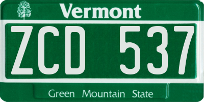 VT license plate ZCD537