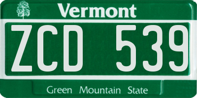 VT license plate ZCD539