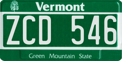 VT license plate ZCD546