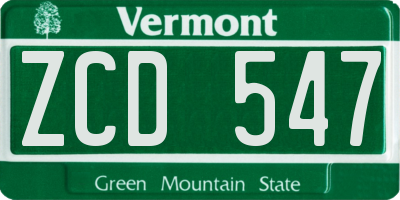 VT license plate ZCD547