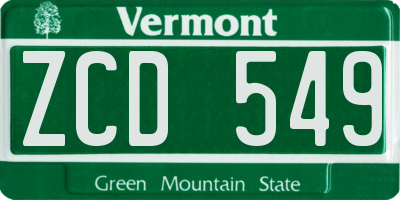 VT license plate ZCD549