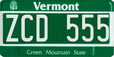 VT license plate ZCD555