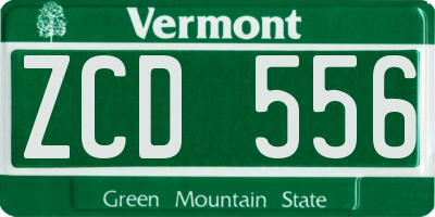 VT license plate ZCD556
