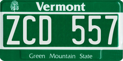 VT license plate ZCD557