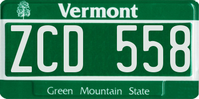 VT license plate ZCD558