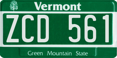 VT license plate ZCD561