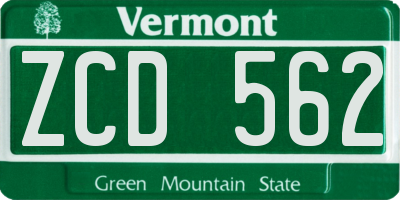 VT license plate ZCD562
