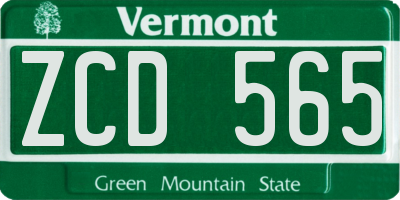 VT license plate ZCD565