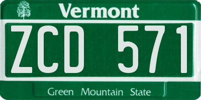 VT license plate ZCD571