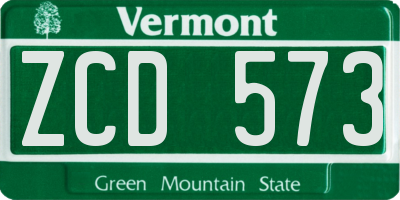 VT license plate ZCD573