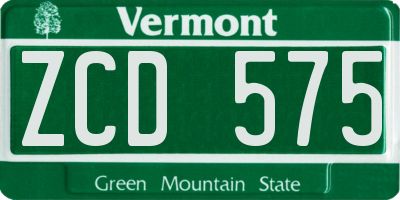 VT license plate ZCD575