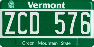 VT license plate ZCD576