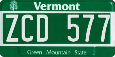 VT license plate ZCD577