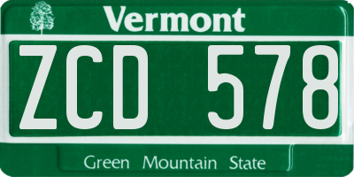 VT license plate ZCD578