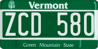 VT license plate ZCD580