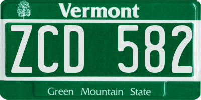 VT license plate ZCD582