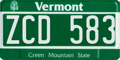 VT license plate ZCD583