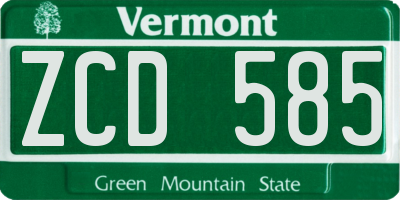 VT license plate ZCD585
