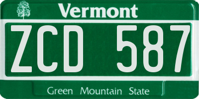 VT license plate ZCD587