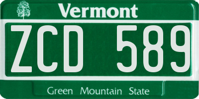 VT license plate ZCD589