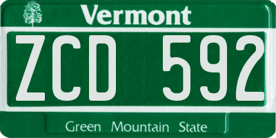 VT license plate ZCD592
