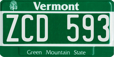 VT license plate ZCD593