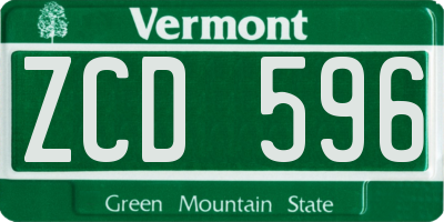 VT license plate ZCD596