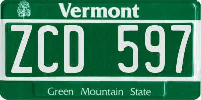 VT license plate ZCD597