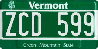 VT license plate ZCD599