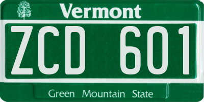 VT license plate ZCD601
