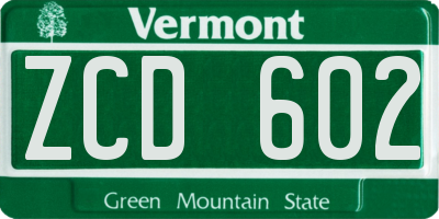 VT license plate ZCD602