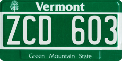 VT license plate ZCD603