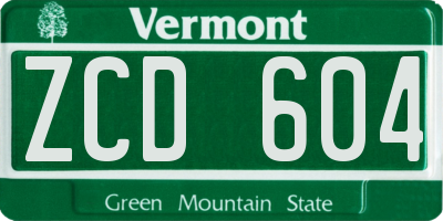 VT license plate ZCD604