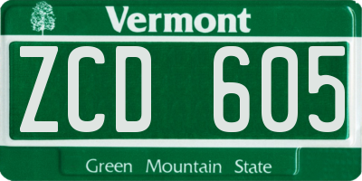 VT license plate ZCD605
