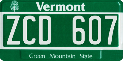 VT license plate ZCD607