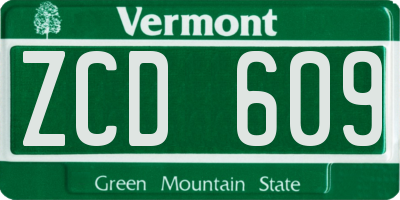VT license plate ZCD609