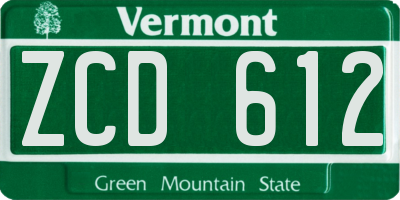 VT license plate ZCD612