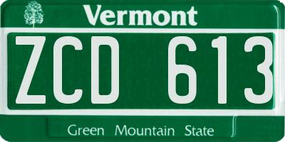 VT license plate ZCD613
