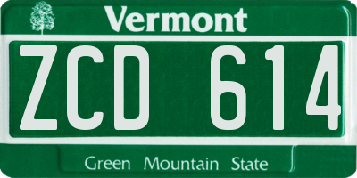 VT license plate ZCD614
