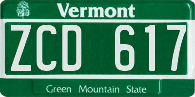 VT license plate ZCD617