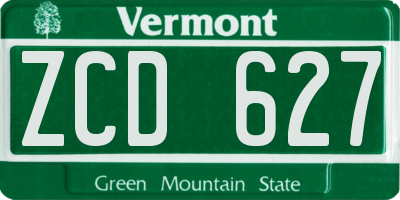 VT license plate ZCD627