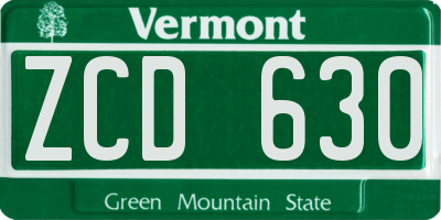 VT license plate ZCD630