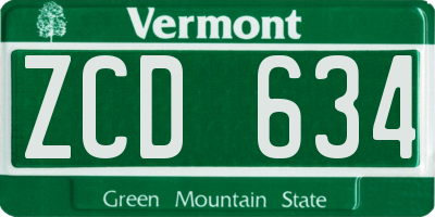VT license plate ZCD634