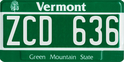 VT license plate ZCD636