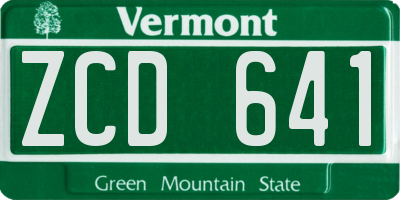 VT license plate ZCD641