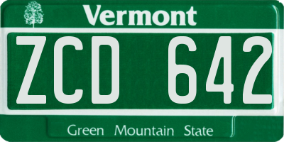 VT license plate ZCD642
