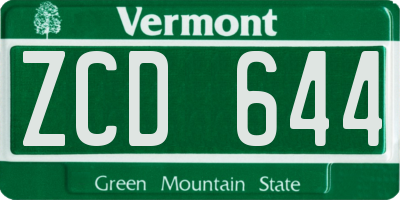 VT license plate ZCD644