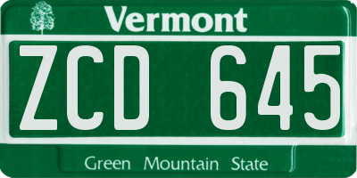 VT license plate ZCD645