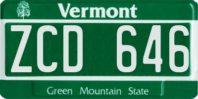 VT license plate ZCD646