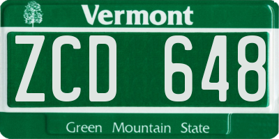VT license plate ZCD648
